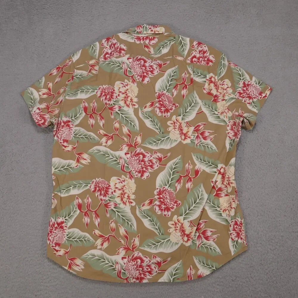 J Crew Floral Button Down Shirt Mens Large SLIM FIT  Short Sleeve